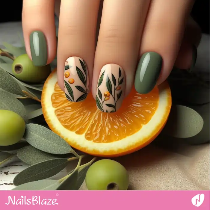 Olive Branch Nails | Nature-inspired Nails - NB1626